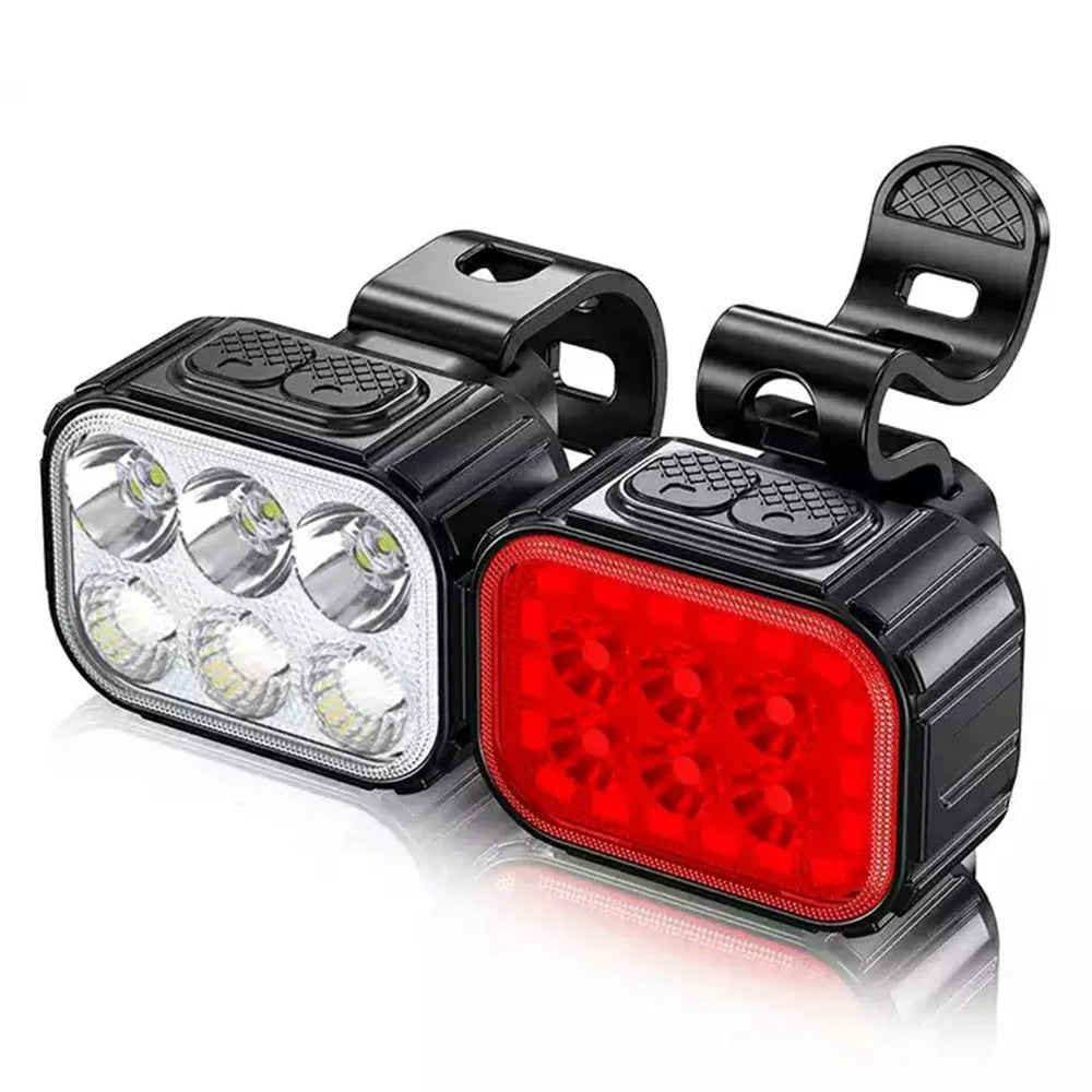 Q6 Bicycle Front and Rear Light Set Waterproof Safety Warning Lamps for Mountain Bike Helmet - 1