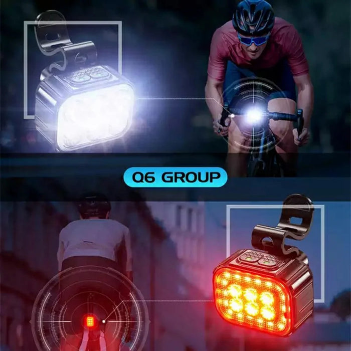 Q6 Bicycle Front and Rear Light Set Waterproof Safety Warning Lamps for Mountain Bike Helmet - 4