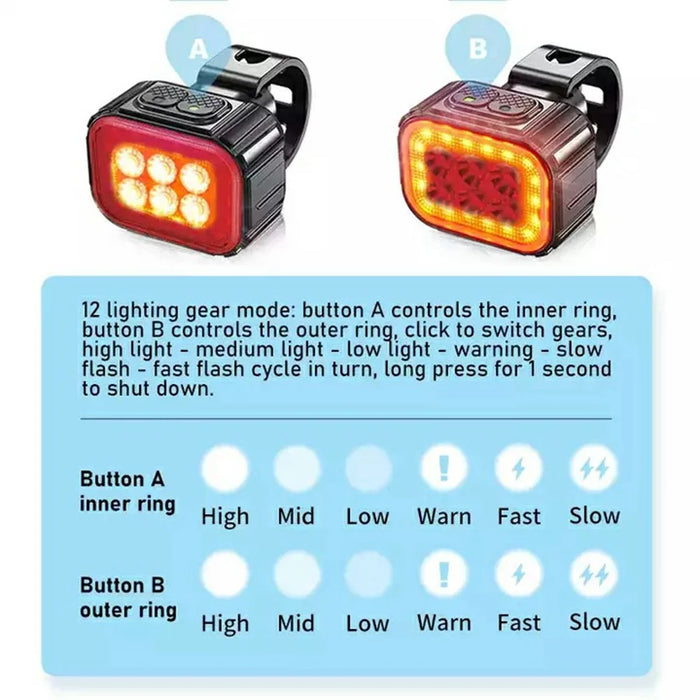 Q6 Bicycle Front and Rear Light Set Waterproof Safety Warning Lamps for Mountain Bike Helmet - 6
