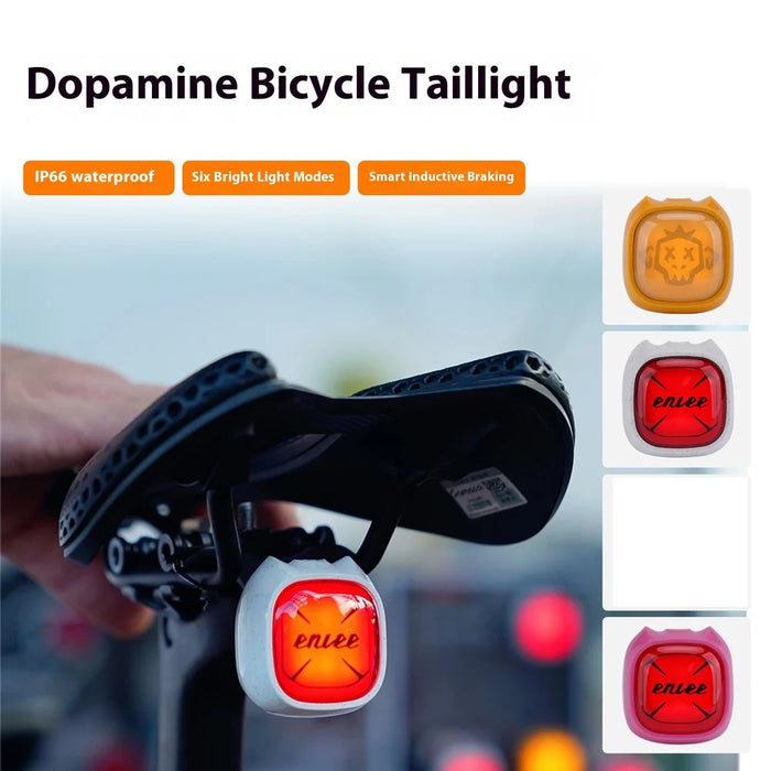 ENLEE Bicycle Emotion Sensing Taillight Smart Brake Warning Light Road Bike Night Riding Lamp - White - 4
