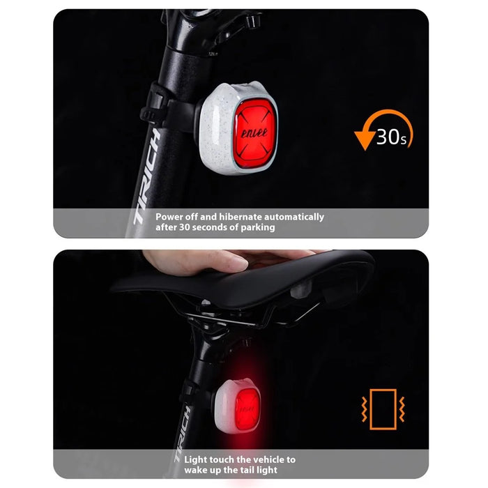 ENLEE Bicycle Emotion Sensing Taillight Smart Brake Warning Light Road Bike Night Riding Lamp - White - 6