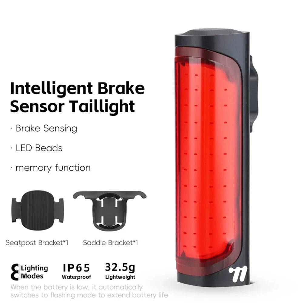 WEST BIKING YP0701492 Smart Brake Sensing Bike Tail Light for Mountain Road Bicycle 8 Modes LED Safety Warning Lamp - 2