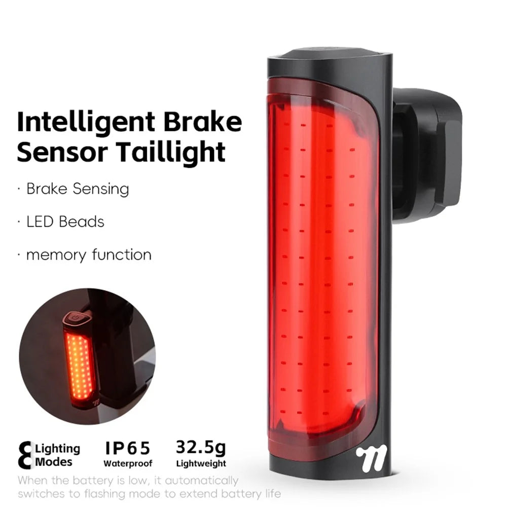 WEST BIKING YP0701492 Smart Brake Sensing Bike Tail Light for Mountain Road Bicycle 8 Modes LED Safety Warning Lamp - 3