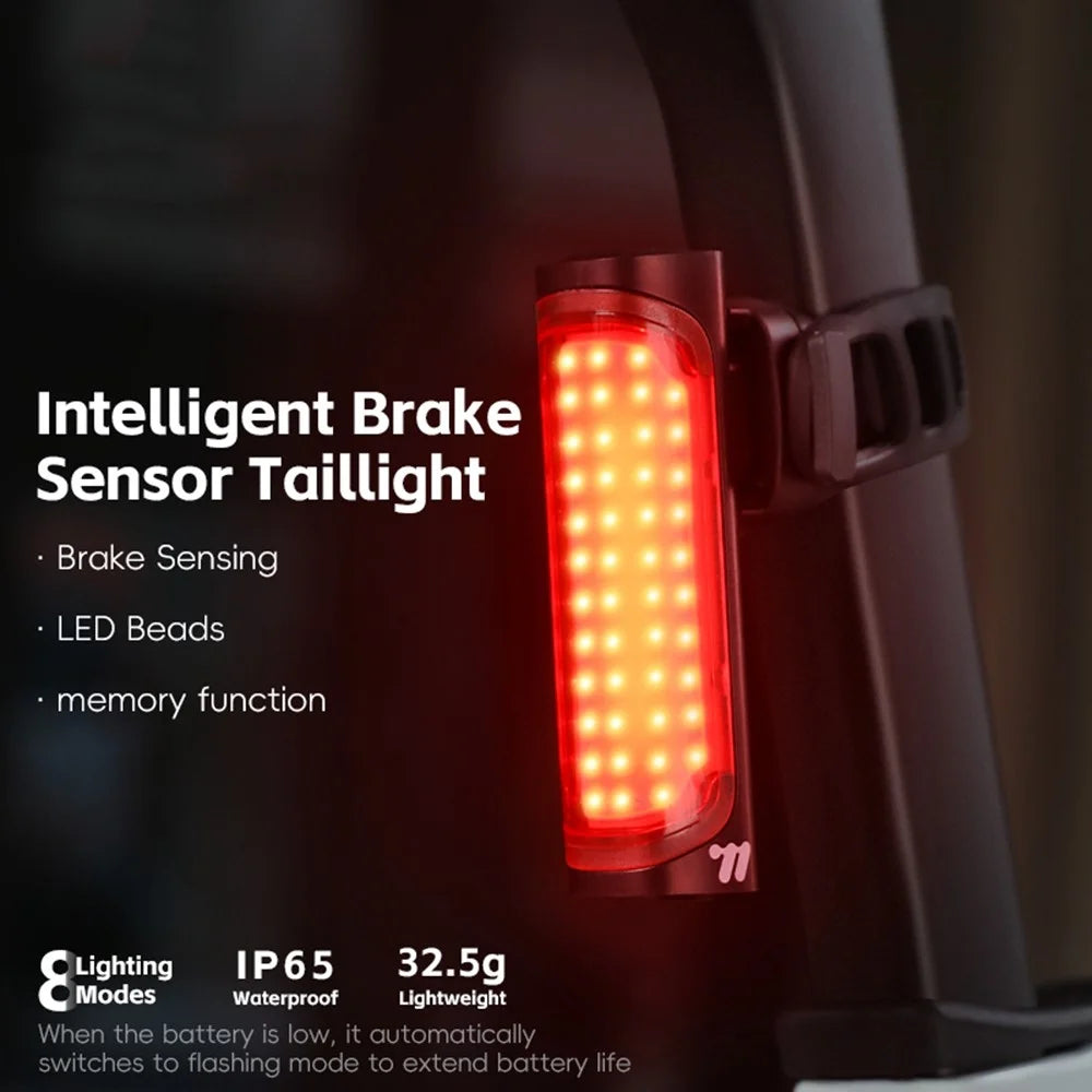 WEST BIKING YP0701492 Smart Brake Sensing Bike Tail Light for Mountain Road Bicycle 8 Modes LED Safety Warning Lamp - 5