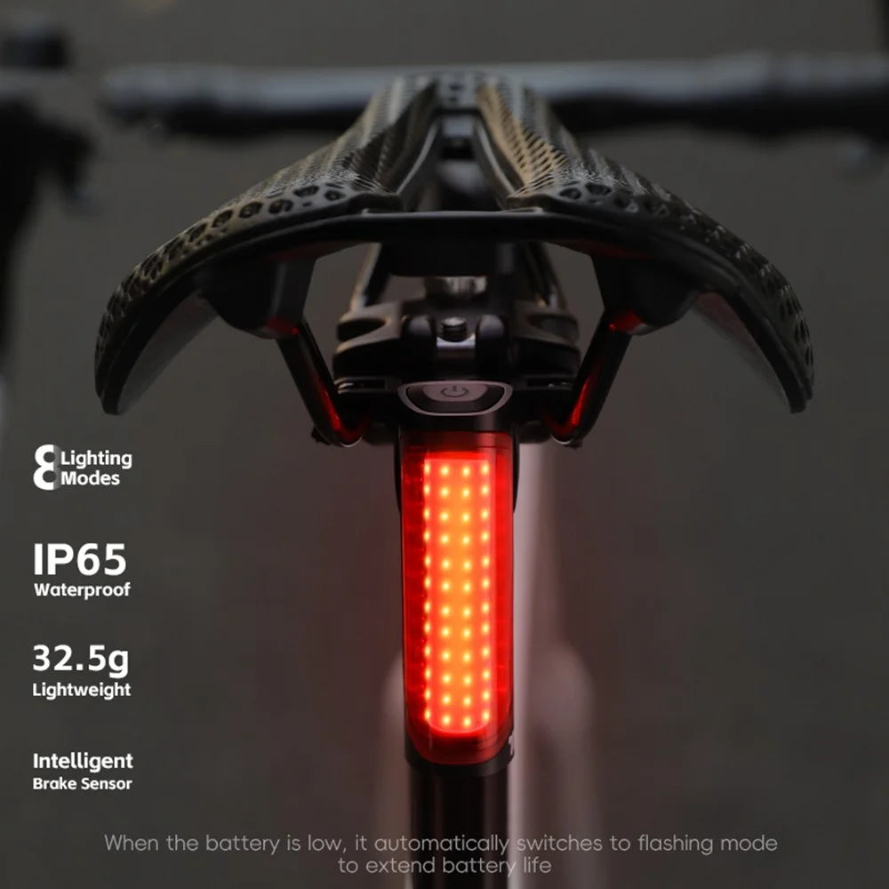 WEST BIKING YP0701492 Smart Brake Sensing Bike Tail Light for Mountain Road Bicycle 8 Modes LED Safety Warning Lamp - 7