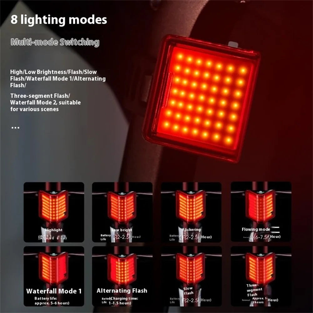 WEST BIKING YP0701494 Size S Bike Tail Light Triangle Shape 8 Modes COB LED Safety Warning Lamp for Mountain Road Bicycle - 6