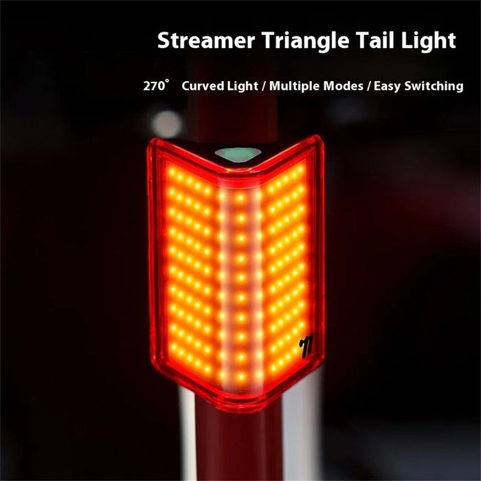WEST BIKING YP0701495 Size L Bike Tail Light Triangle Shape 8 Modes COB LED Safety Warning Lamp for Mountain Road Bicycle - 3