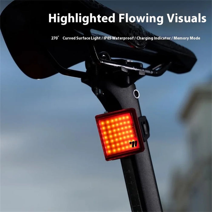 WEST BIKING YP0701495 Size L Bike Tail Light Triangle Shape 8 Modes COB LED Safety Warning Lamp for Mountain Road Bicycle - 5