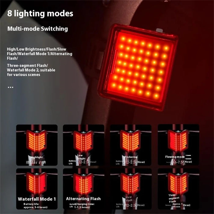 WEST BIKING YP0701495 Size L Bike Tail Light Triangle Shape 8 Modes COB LED Safety Warning Lamp for Mountain Road Bicycle - 7