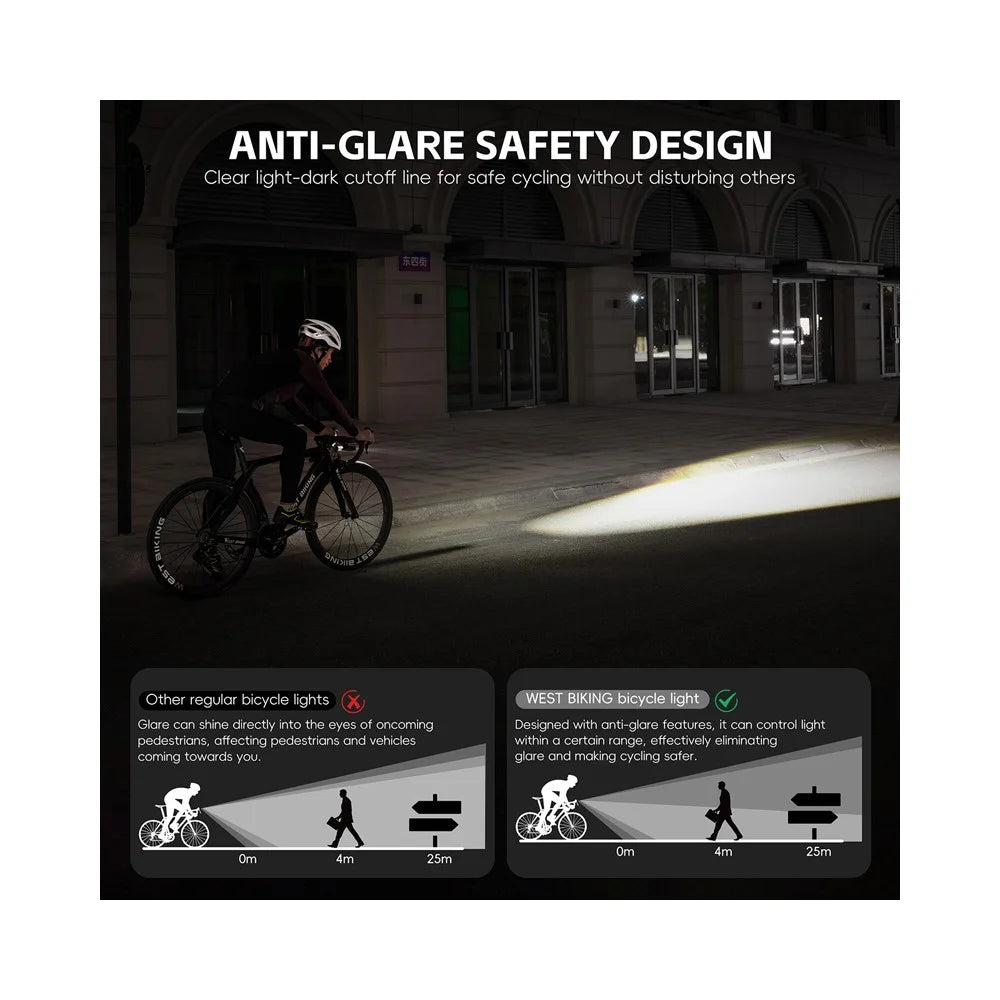 WEST BIKING YP0701496 1300 Lumens Bike Front Light Wireless Remote Control High Brightness Cycling Headlight - 5
