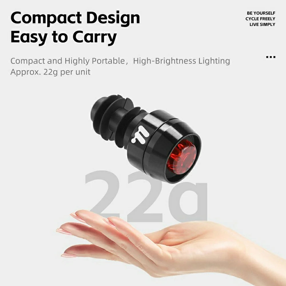 WEST BIKING 1 Pair Plug Grip Warning Light Bicycle Handlebar End Lights LED Turn Signals for Mountain Bike  /  Cycling Safety - Black - 3