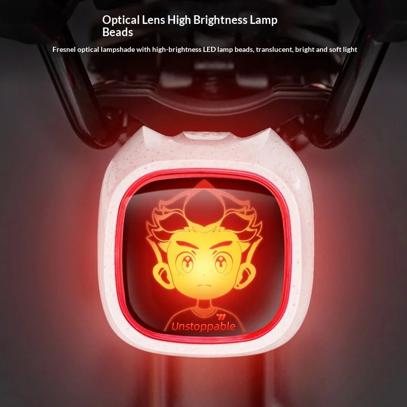 WEST BIKING YP0701505 Smart Anime IP Bike Tail Light Brake Sensing Warning Light for Mountain/Road Cycling - White/Style A - 4