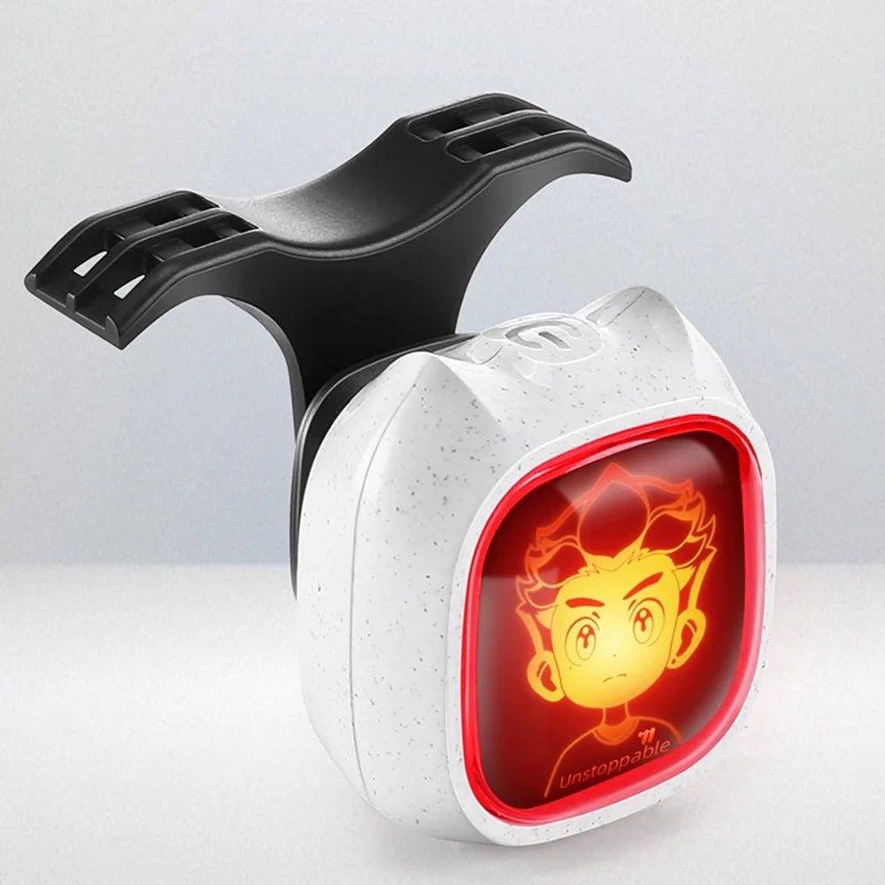 WEST BIKING YP0701505 Smart Anime IP Bike Tail Light Brake Sensing Warning Light for Mountain/Road Cycling - White/Style A - 7