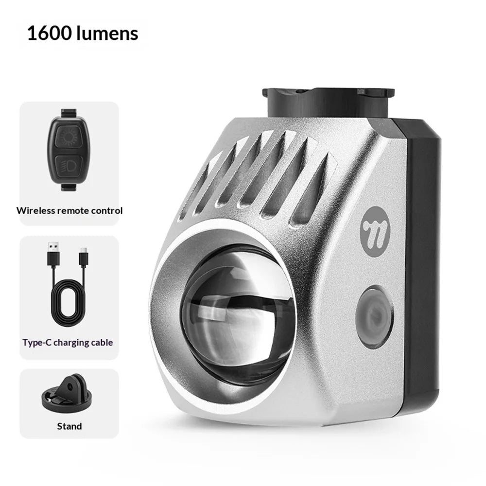 WEST BIKING YP0701504 1600lm Bike Front Light IPX6 Waterproof USB-C Rechargeable LED Headlight - Silver - 2