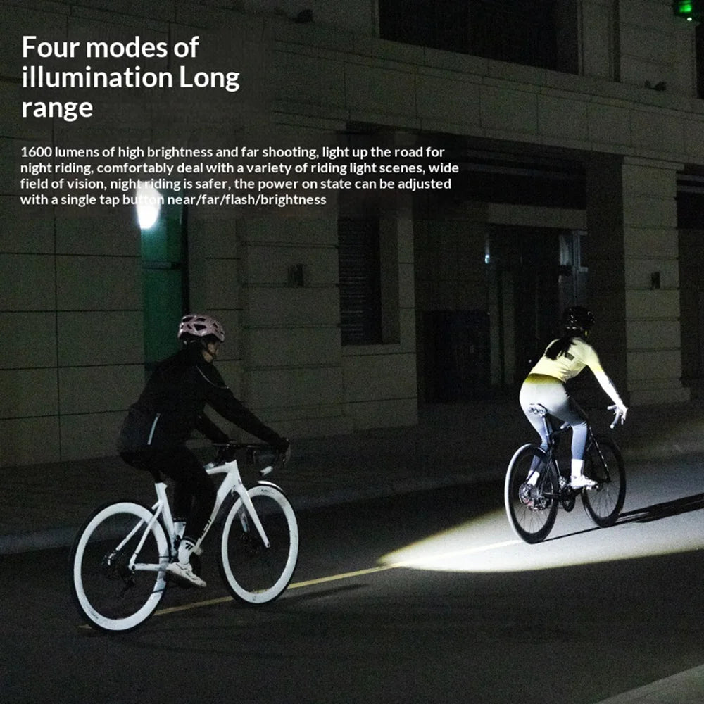 WEST BIKING YP0701504 1600lm Bike Front Light IPX6 Waterproof USB-C Rechargeable LED Headlight - Silver - 4