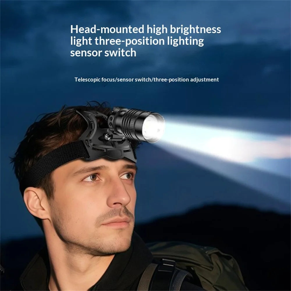 YESIDO TC13 LED Headlamp 500LM Rechargeable Wave Sensor 3 Modes Zoomable Headlight for Outdoor Fishing - 2