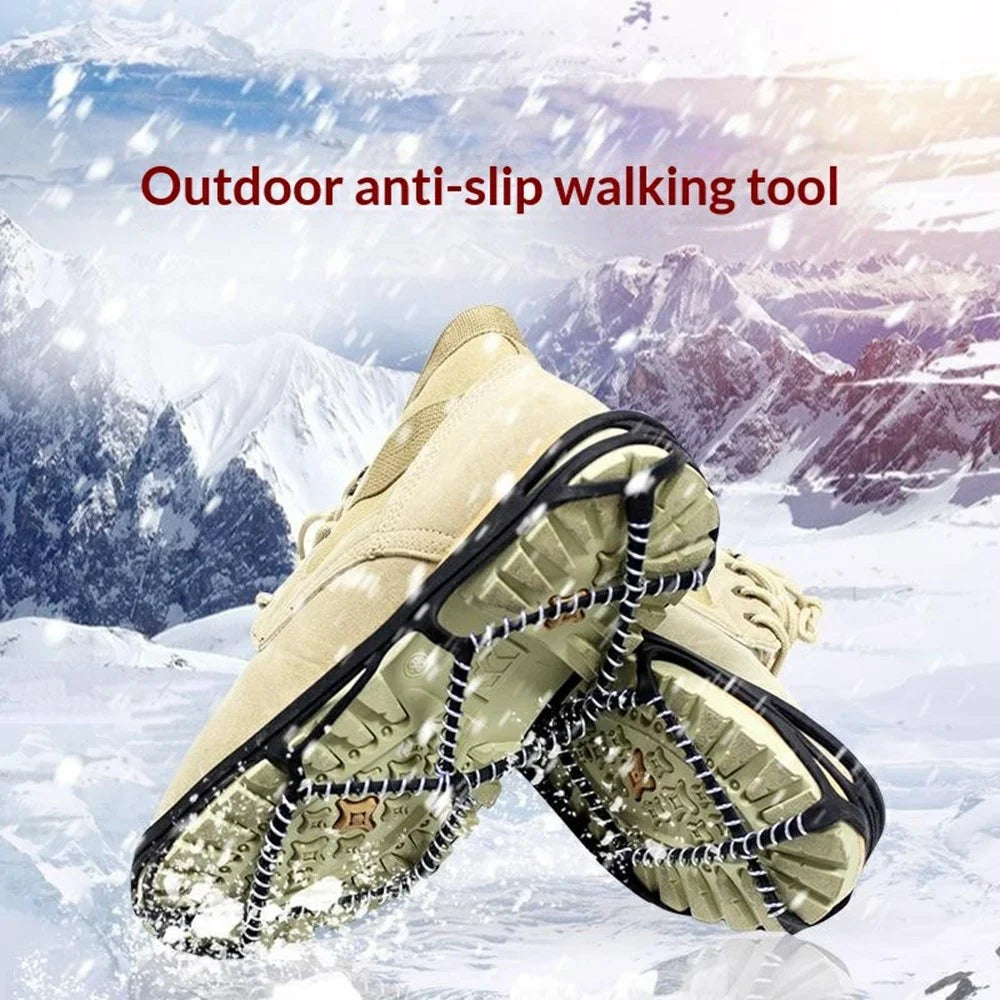 2Pcs Silicone Spring Ice Cleats Anti-Slip Crampons Thickened Stainless Steel Ground Crampons for Snow Ice Walking - 2