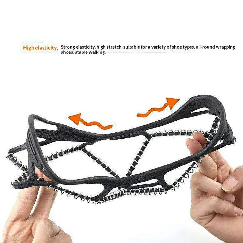 2Pcs Silicone Spring Ice Cleats Anti-Slip Crampons Thickened Stainless Steel Ground Crampons for Snow Ice Walking - 3