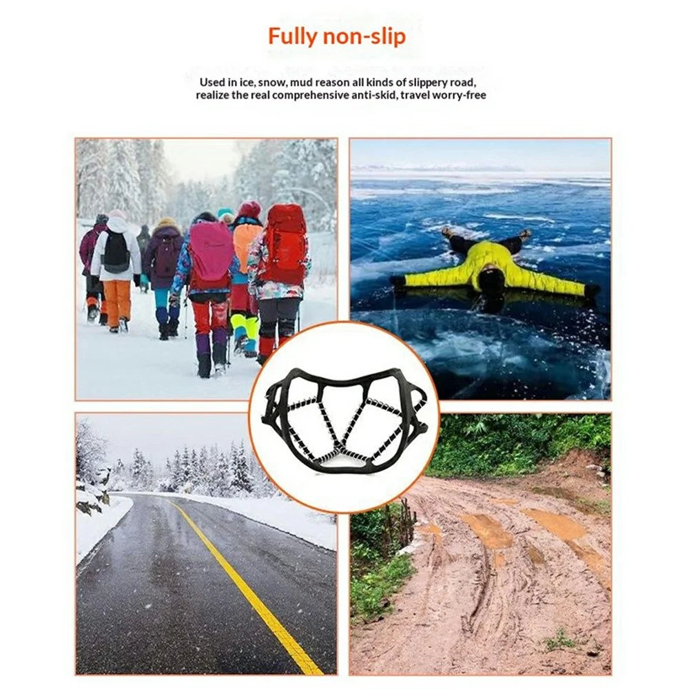 2Pcs Silicone Spring Ice Cleats Anti-Slip Crampons Thickened Stainless Steel Ground Crampons for Snow Ice Walking - 4