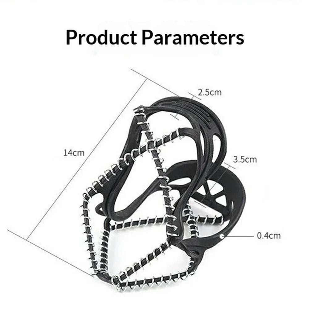 2Pcs Silicone Spring Ice Cleats Anti-Slip Crampons Thickened Stainless Steel Ground Crampons for Snow Ice Walking - 5