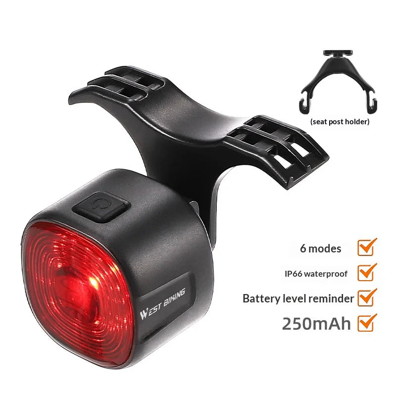 WEST BIKING WT09 6 Modes Bike Tail Light IP66 Waterproof Bicycle Warning Lamp for Road Mountain Cycling - Standard Edition - 2