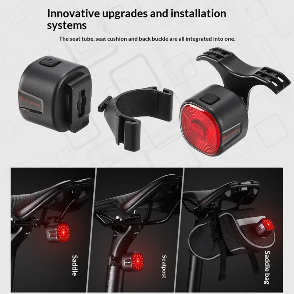 WEST BIKING WT09 6 Modes Bike Tail Light IP66 Waterproof Bicycle Warning Lamp for Road Mountain Cycling - Standard Edition - 4