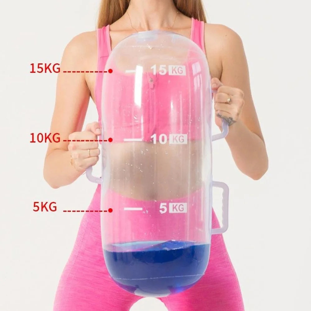 1-20KG Adjustable Water Weight Bag Clear Water Filled Kettlebell for Squats Strength Exercise - Transparent - 2