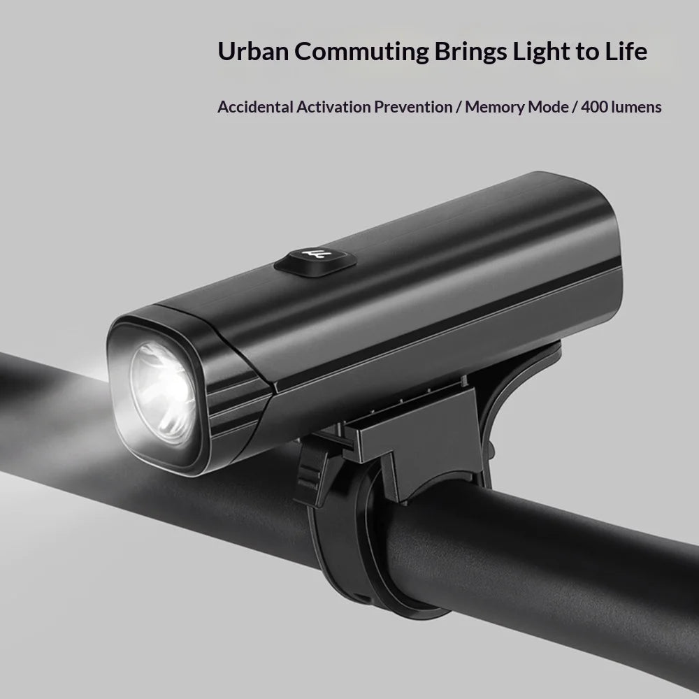 WEST BIKING YP0701507 Bike Light 400 Lumens IP66 Waterproof USB-C Rechargeable LED Front Light for Cycling - Black - 5