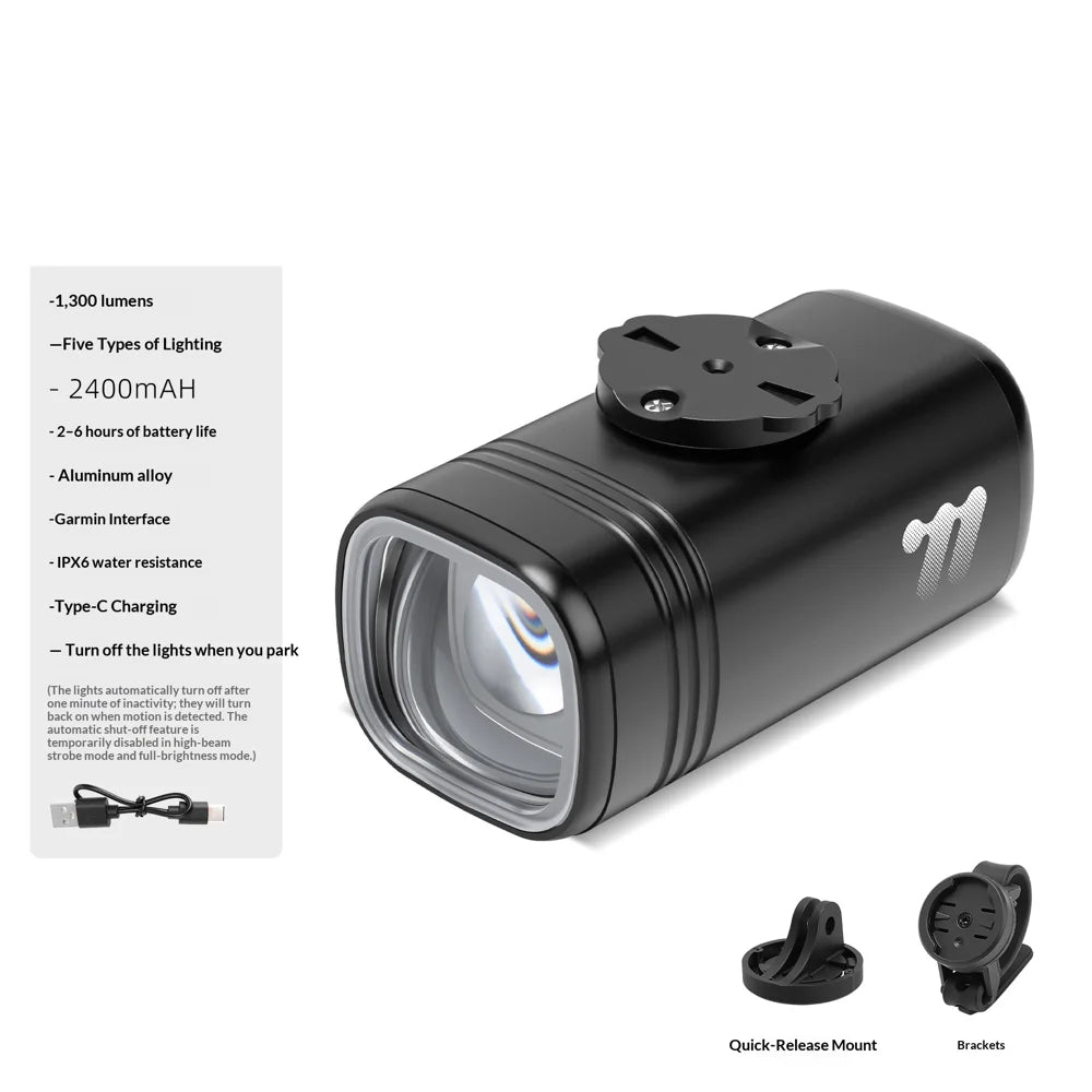 WEST BIKING YP0701511-512 Bicycle Light 1300LM IPX6 Waterproof Bike Headlamp for Cycling - Black / Suspended Mount - 2