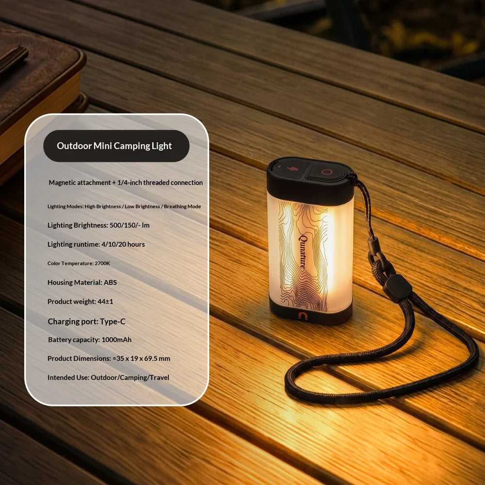 QUNATURE 600202 Magnetic Camping Lantern 500lm IPX4 Waterproof Portable LED Light - Black - 2