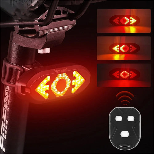 WEST BIKING USB Rechargeable Bike Taillight Rear Lamp Remote Control Turn Signal LED Light with Horn - 1