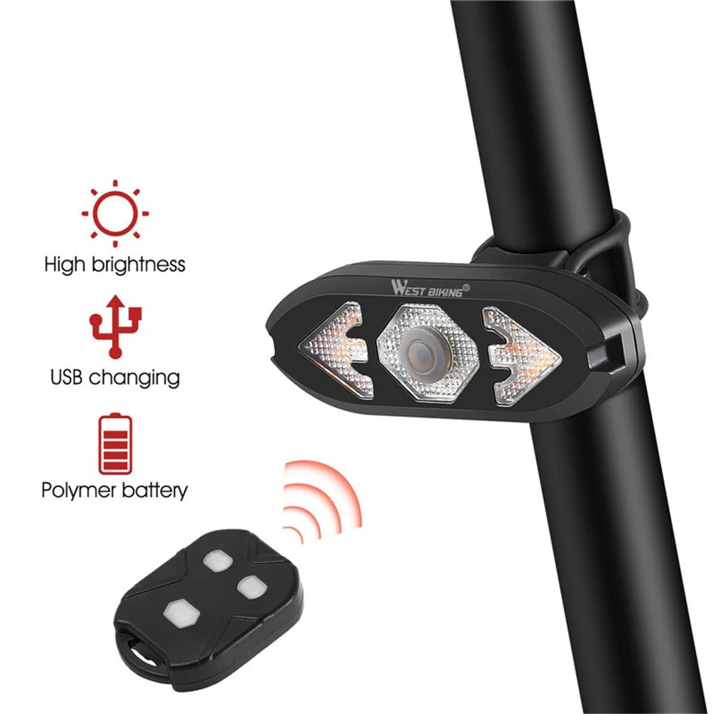 WEST BIKING USB Rechargeable Bike Taillight Rear Lamp Remote Control Turn Signal LED Light with Horn - 3