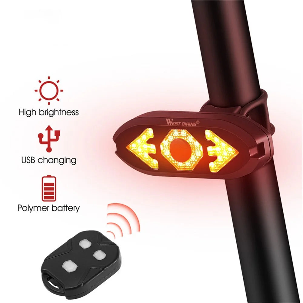WEST BIKING USB Rechargeable Bike Taillight Rear Lamp Remote Control Turn Signal LED Light with Horn - 4
