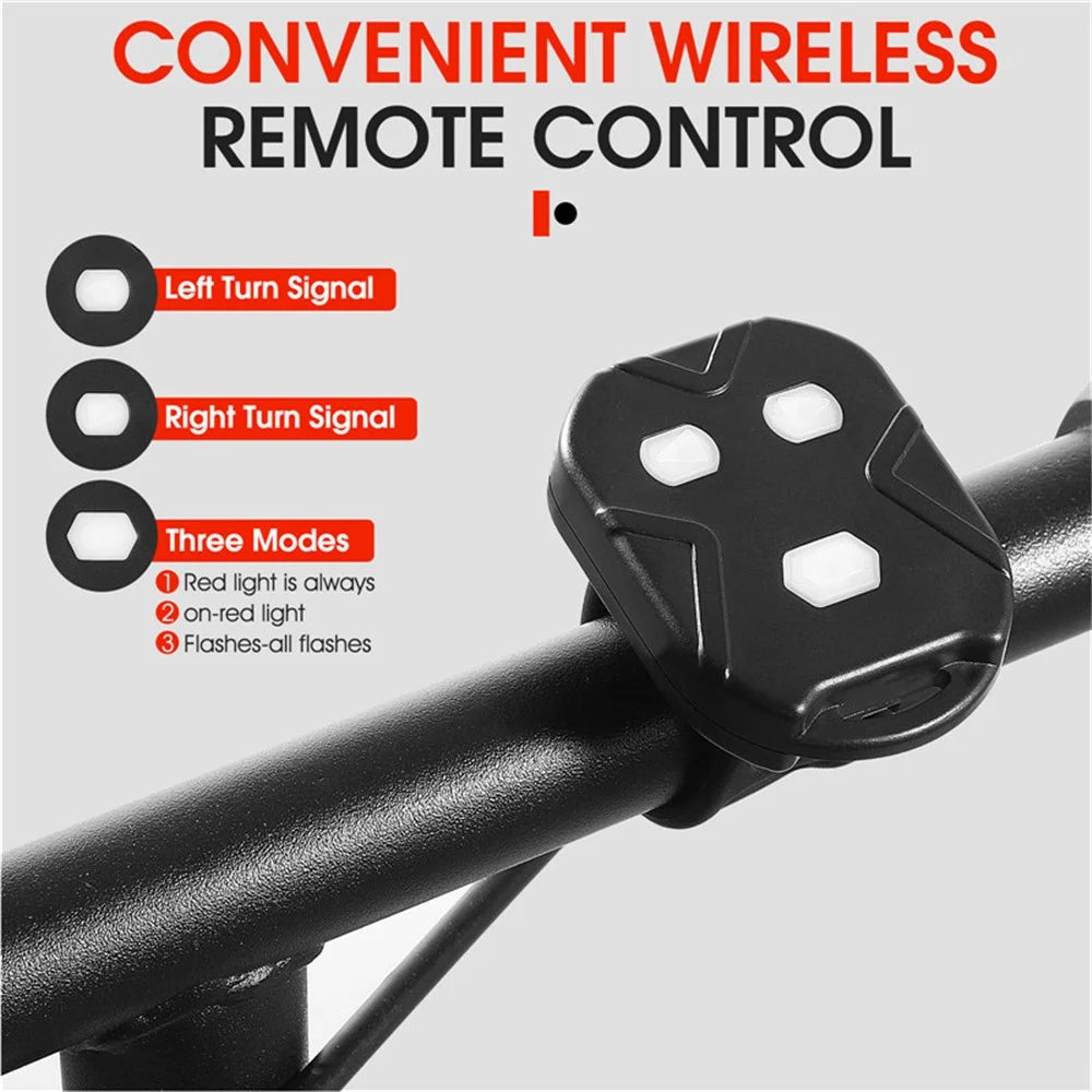 WEST BIKING USB Rechargeable Bike Taillight Rear Lamp Remote Control Turn Signal LED Light with Horn - 7