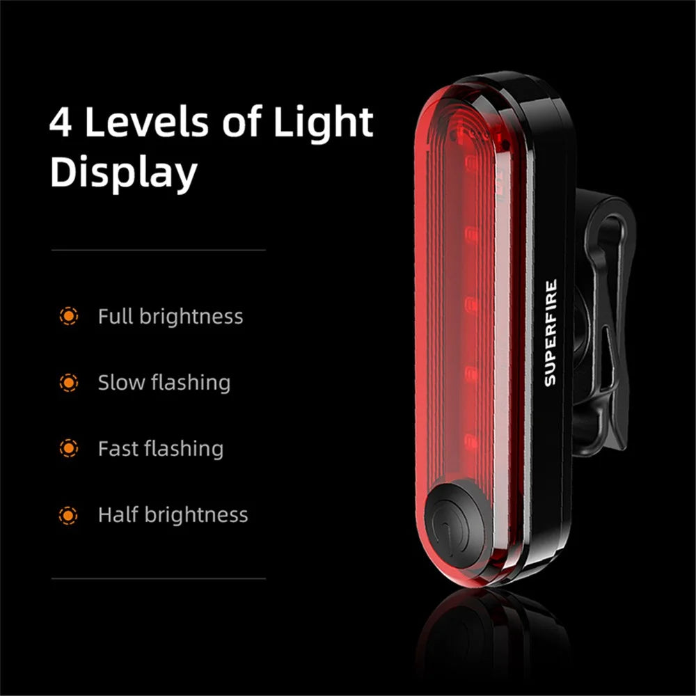 SUPERFIRE BTL01 620nm Wavelength USB Rechargeable Bike Cycling LED Tail Light Waterproof Bicycle Warning Rear Lamp - 4