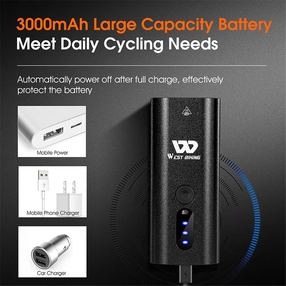 WEST BIKING YP0701309 Waterproof USB Rechargeable Bicycle Light Battery Display Bike Flashlight MTB Road Cycling LED Headlight - 7