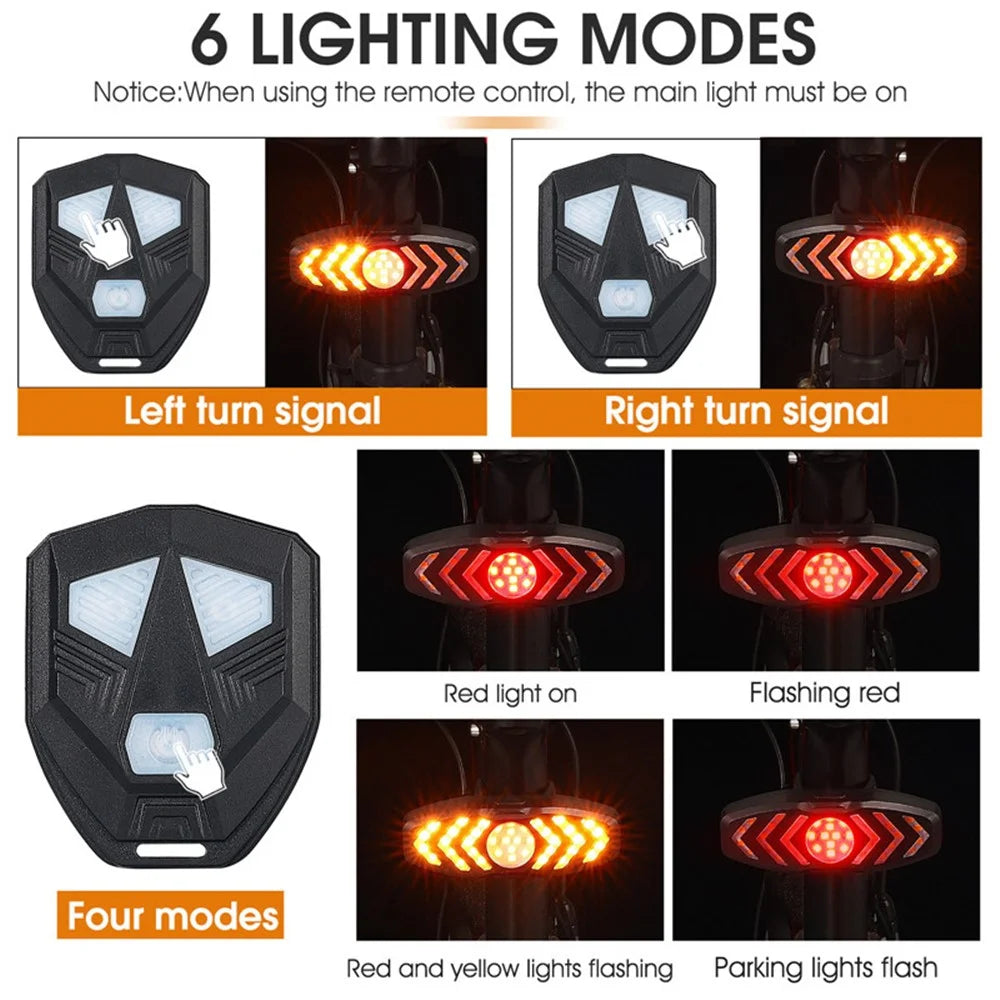 WEST BIKING YP0701313 Rechargeable Bike LED Tail Light Remote Control Bicycle Cycling Turn Signal Warning Rear Lamp with Horn Reminder Tone - 5