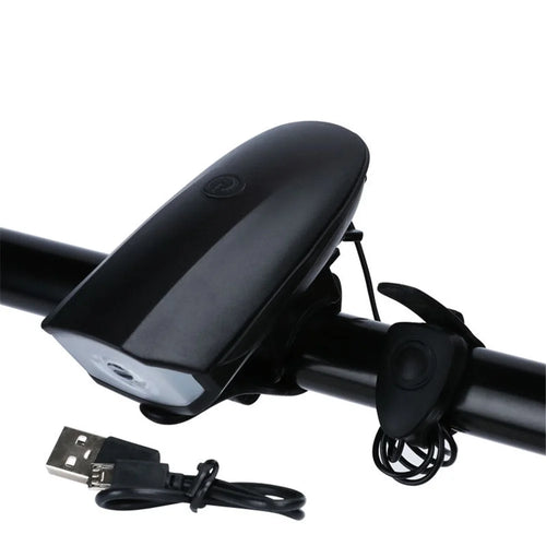 3 in 1 Multifunctional Bicycle Headlight Portable Waterproof Flashlight with Bell for Riding (Rechargeable Version) - Black - 1