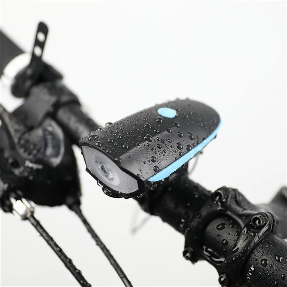 3 in 1 Multifunctional Bicycle Headlight Portable Waterproof Flashlight with Bell for Riding (Rechargeable Version) - Black - 2