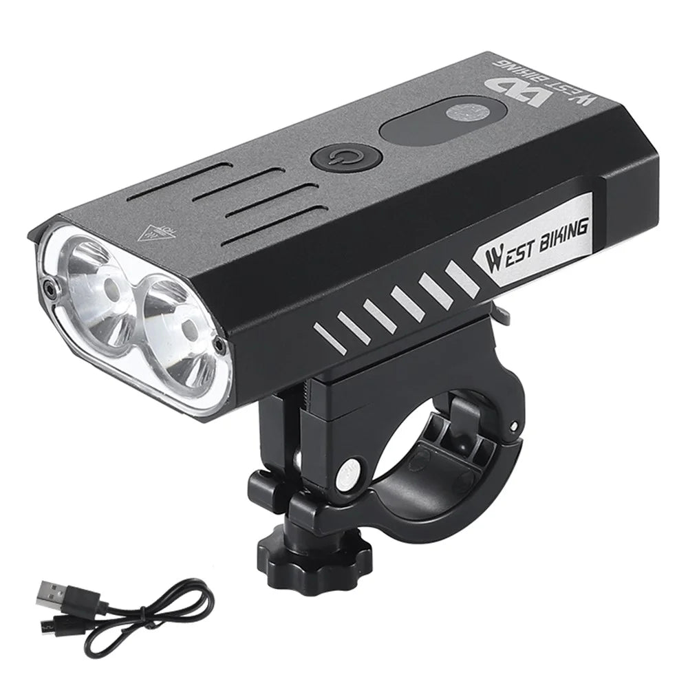 WEST BIKING YP0701315 Bike Lights 800 Lumen Ultra Bright USB Rechargeable Handlebar Light Powerful Bicycle Front Headlight 5 Light Modes Easy to Install - Black - 1