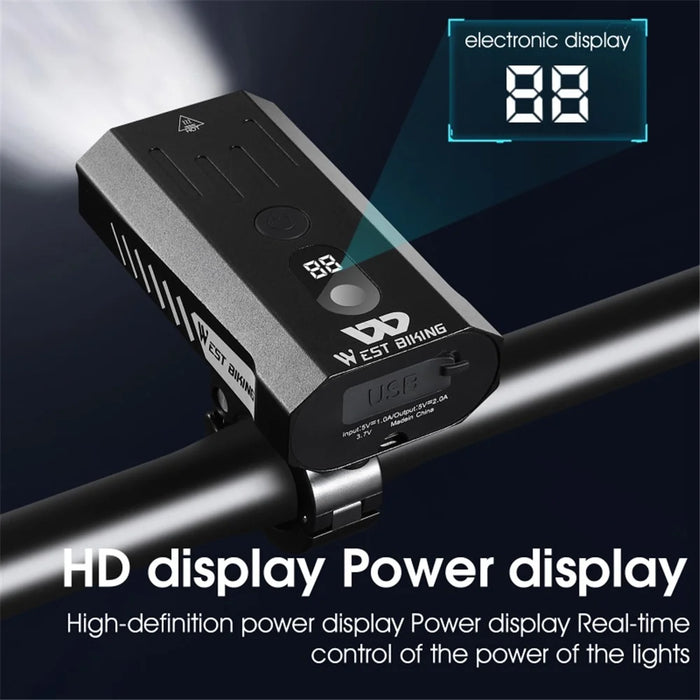 WEST BIKING YP0701315 Bike Lights 800 Lumen Ultra Bright USB Rechargeable Handlebar Light Powerful Bicycle Front Headlight 5 Light Modes Easy to Install - Black - 4