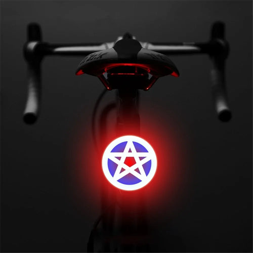 3664 Creative Bicycle Tail Light IPX2 Waterproof Small Bike LED Light Support USB Charging for Outdoor Cycling - Five-Pointed Star - 1