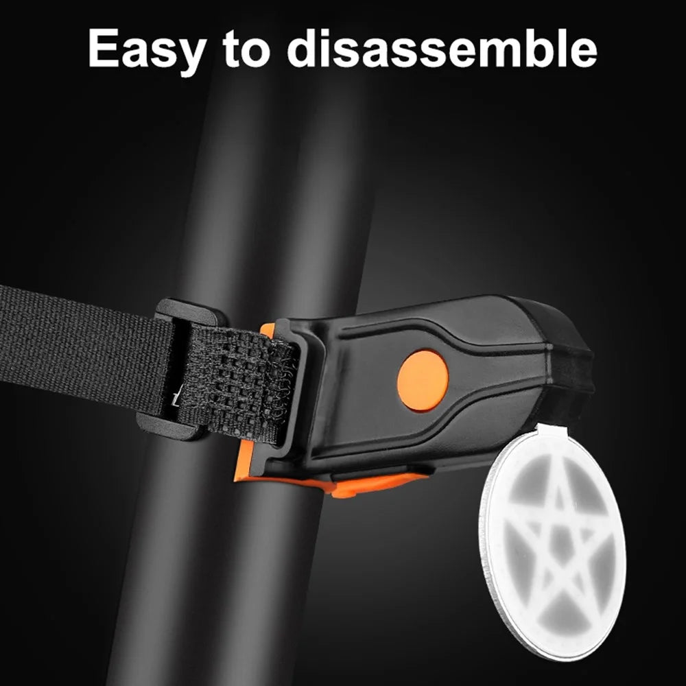 3664 Creative Bicycle Tail Light IPX2 Waterproof Small Bike LED Light Support USB Charging for Outdoor Cycling - Five-Pointed Star - 7