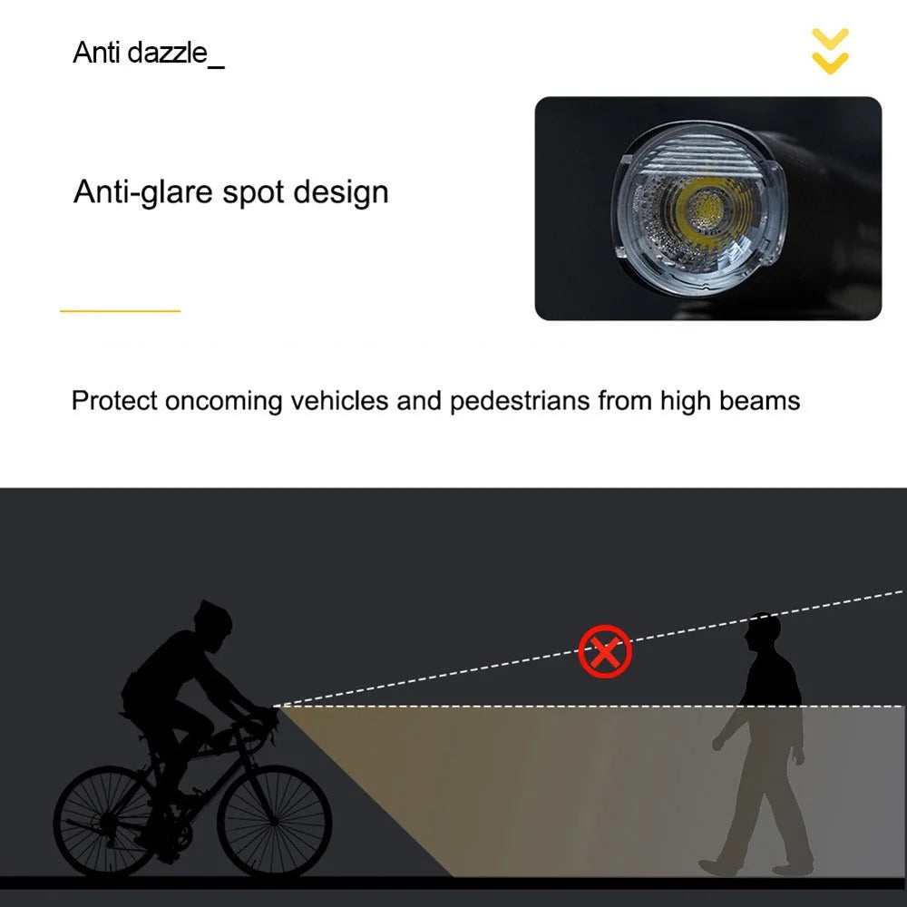WIND&MOON M02-400 Bright LED Bike Front Light Rechargeable Waterproof Bicycle Outdoor Cycling Safety Lamp Torch - 5