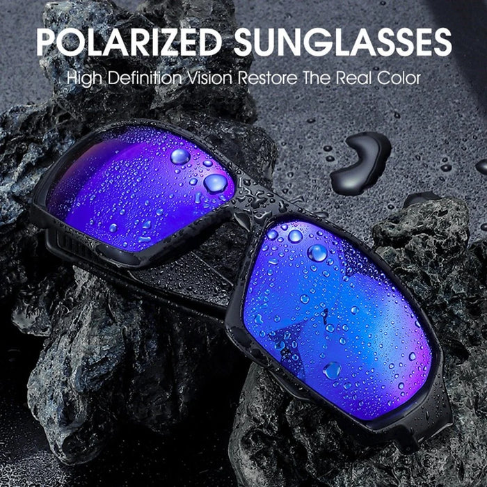 WEST BIKING YP0703140 Cycling Driving Polarized Glasses Eye Protection Goggles Outdoor Sports Windproof Anti-UV Sunglasses - Black/Blue - 3