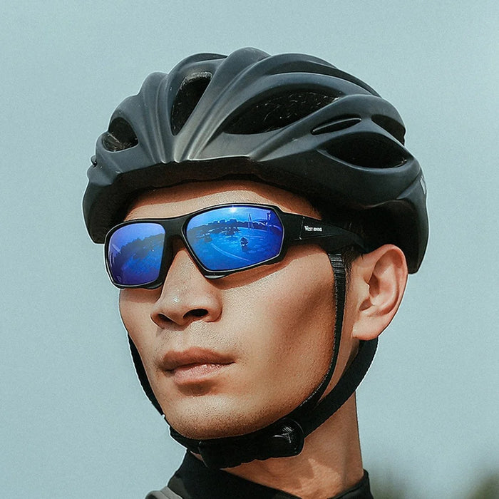 WEST BIKING YP0703140 Cycling Driving Polarized Glasses Eye Protection Goggles Outdoor Sports Windproof Anti-UV Sunglasses - Black/Blue - 6