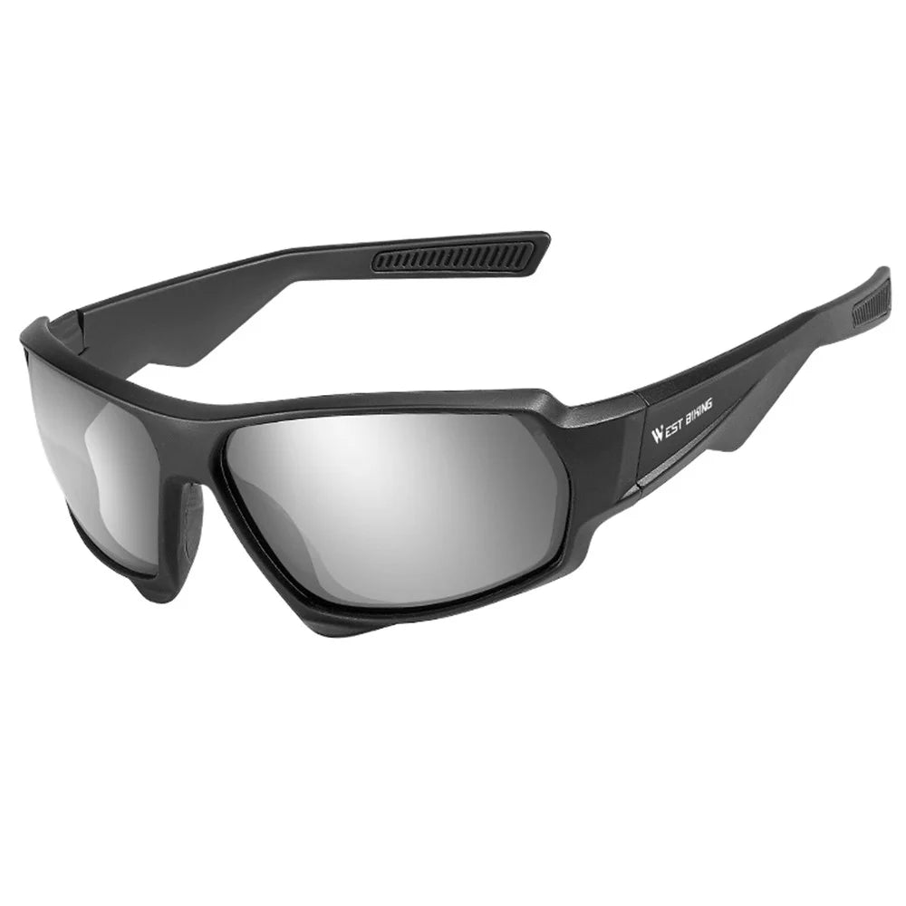 WEST BIKING YP0703140 Bicycle Cycling Polarized Goggles Outdoor Sports Glasses Windproof Anti-UV Sunglasses - Black/Silver - 1