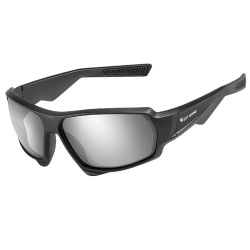 WEST BIKING YP0703140 Bicycle Cycling Polarized Goggles Outdoor Sports Glasses Windproof Anti-UV Sunglasses - Black/Silver - 1