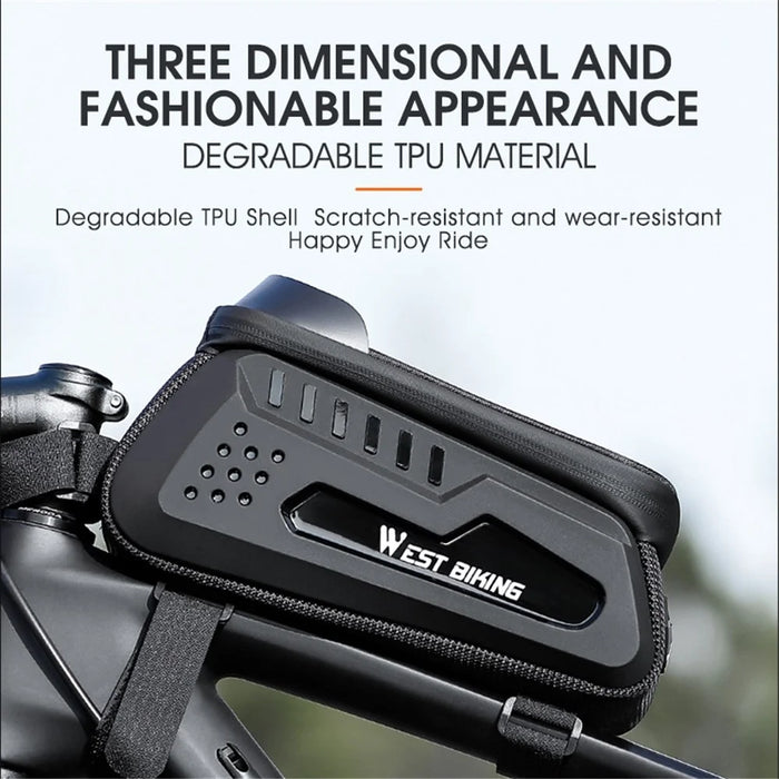 WEST BIKING YP0707293 2L MTB Road Bicycle Top Tube Hard Shell Storage Bag Bike Front Beam Touch Screen Phone Holder Bag - Black - 4