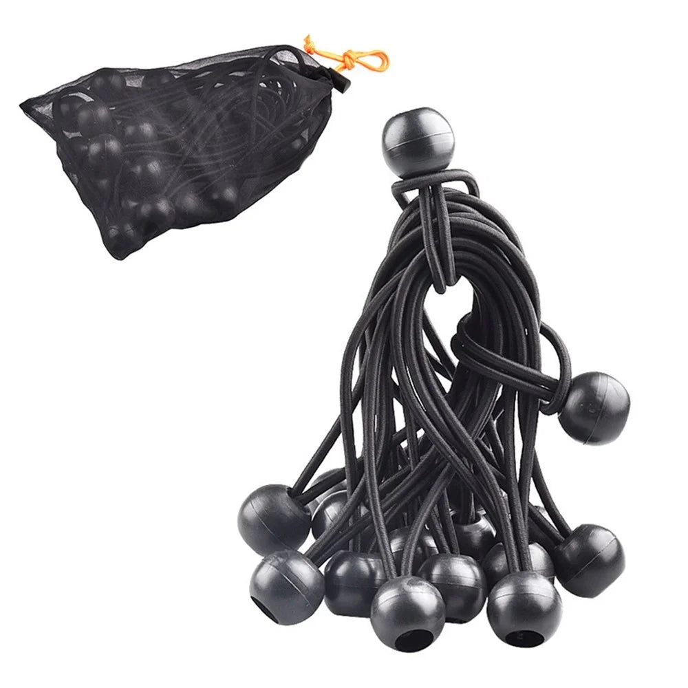 LUCKSTONE 10Pcs Tent Tie Down Rope Elastic Ball Buckle Fixed Strap for Outdoor Camping Hiking Fishing Awning - Black - 5